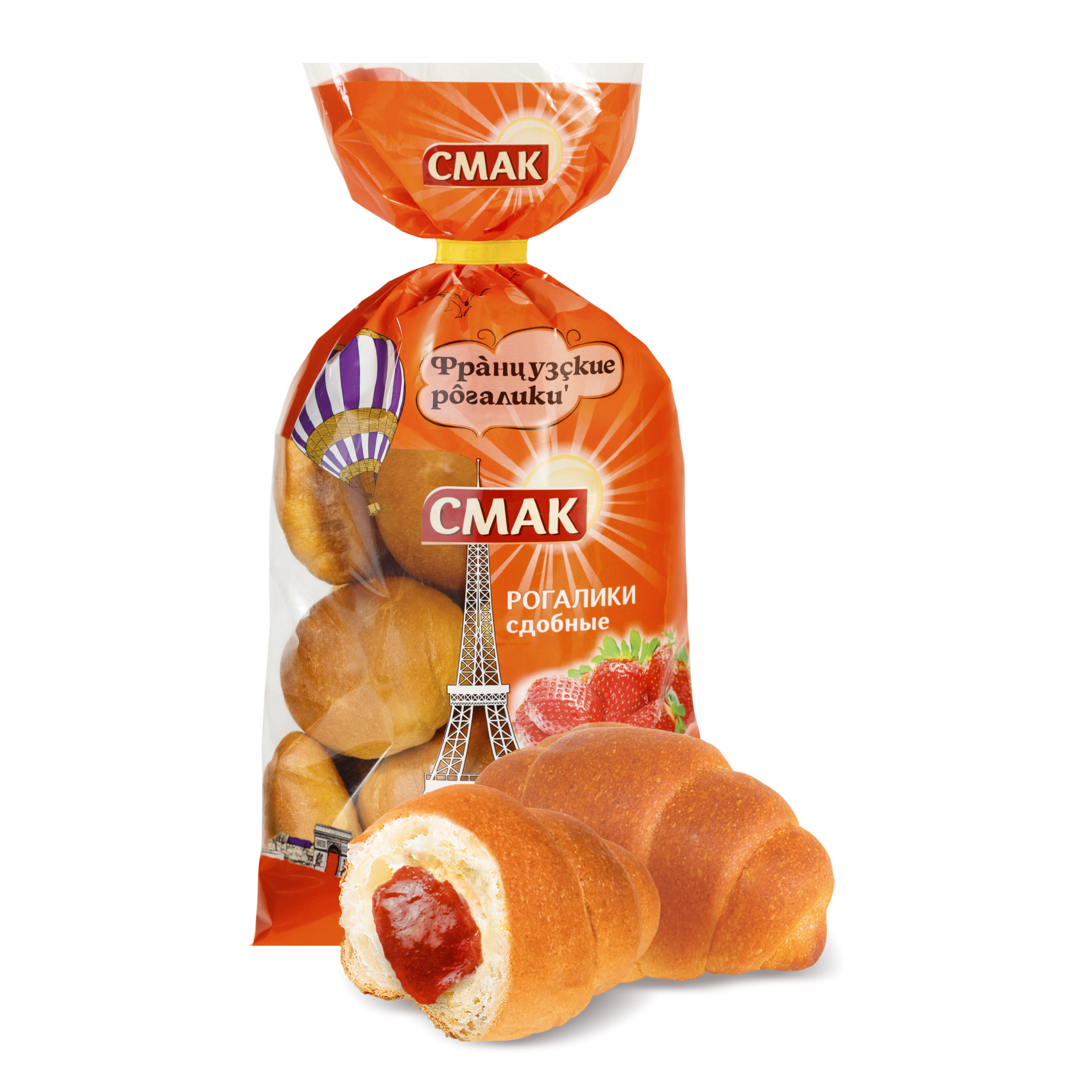 

Рогалики Смак Французские с клубничной начинкой 200 г
