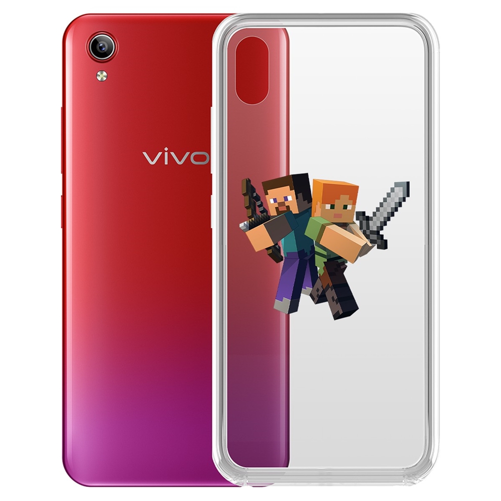 

Чехол-накладка Minecraft-Стив и Алекс для Vivo Y91C, Прозрачный