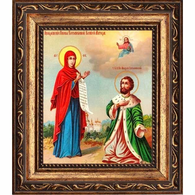 

Боголюбская икона Божьей Матери на холсте.