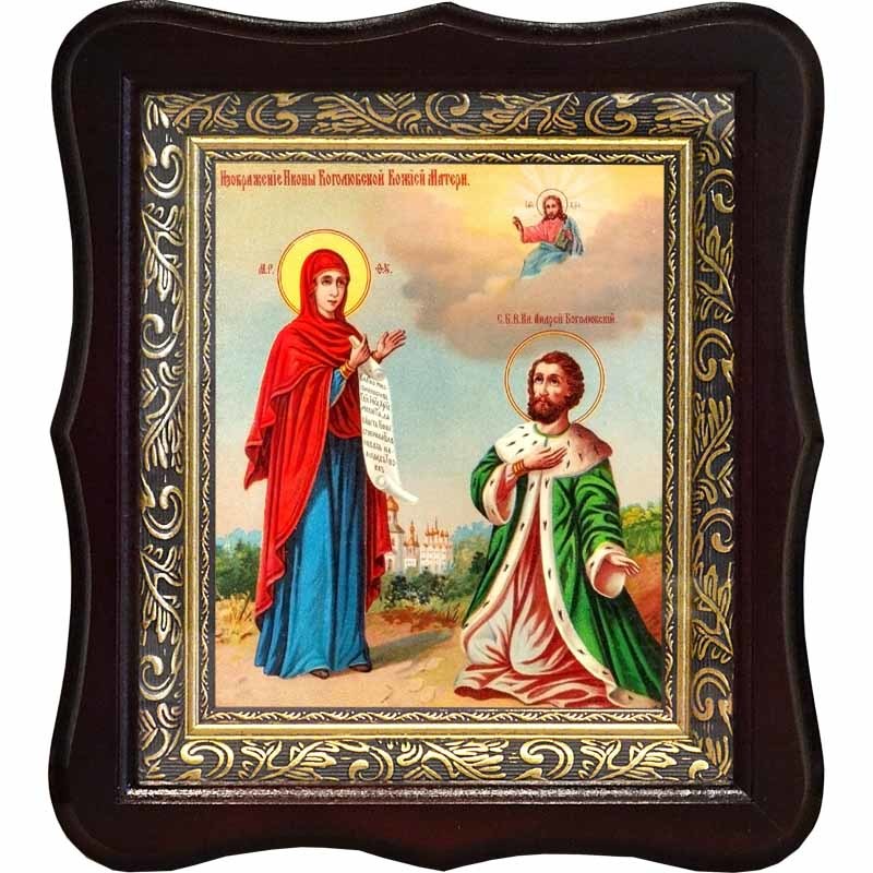 

Боголюбская икона Божьей Матери на холсте.