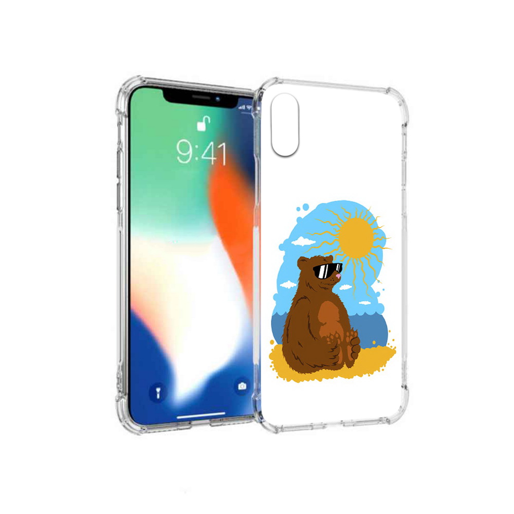 

Чехол MyPads Tocco для Apple iPhone X медведь на чиле (PT94261.606.468), Прозрачный, Tocco