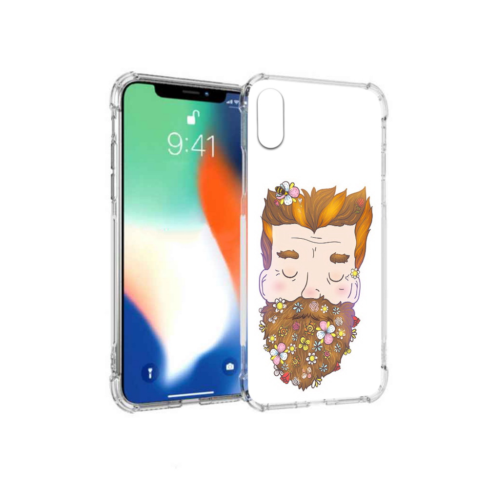 

Чехол MyPads Tocco для Apple iPhone X мужчина с цветами в бороде (PT94261.606.489), Прозрачный, Tocco