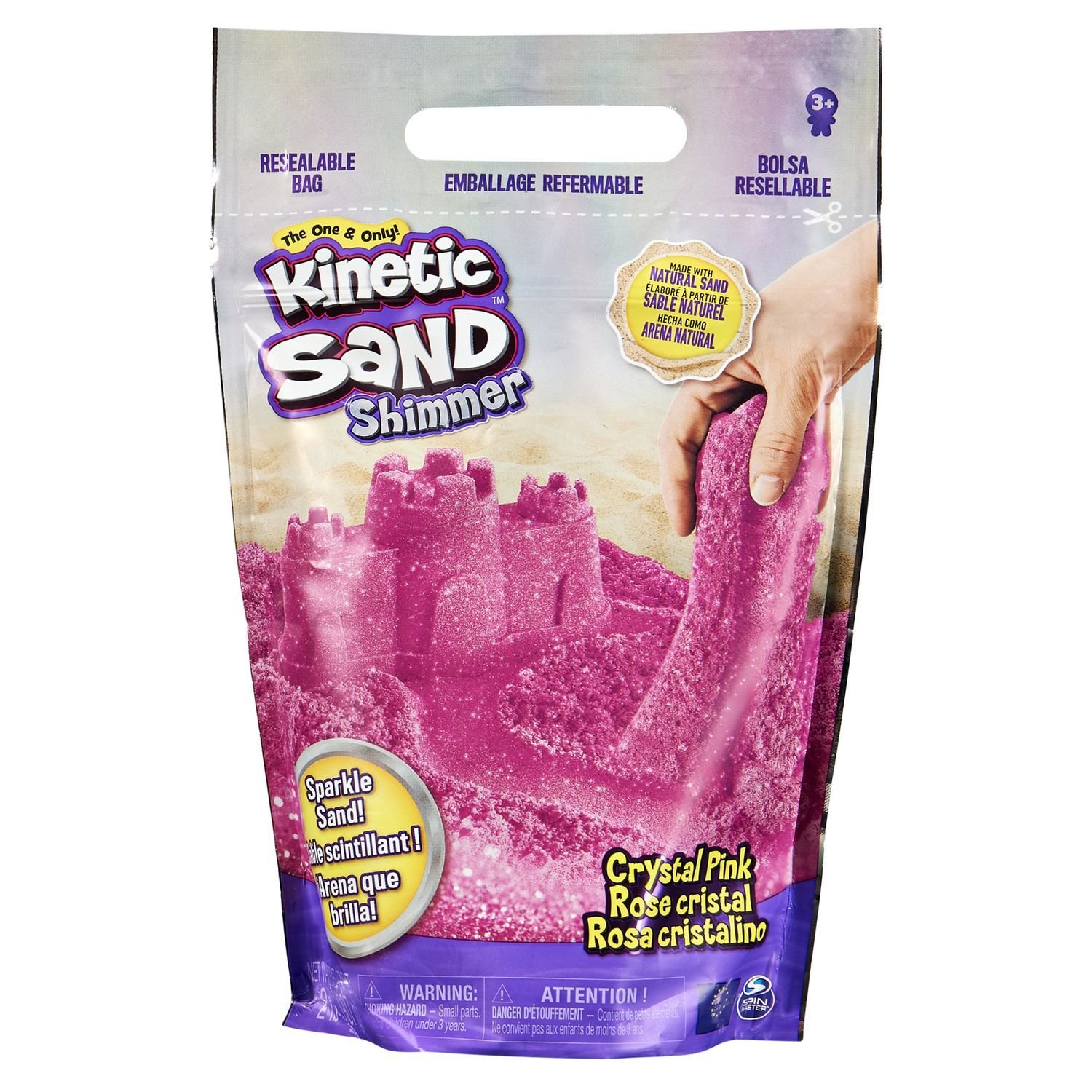 фото Кинетический песок набор для лепки розовый с блестками kineticsand 6060800 kinetic sand