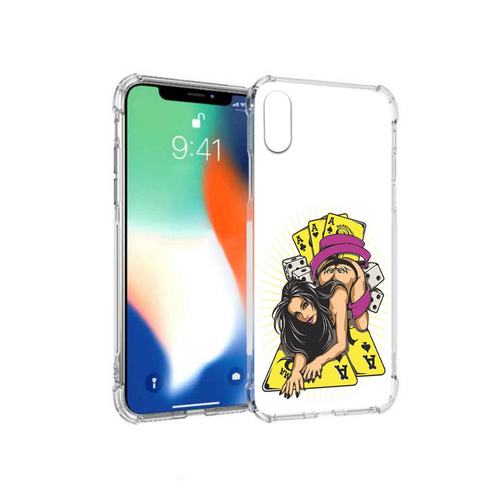 Чехол MyPads Tocco для Apple iPhone X нарисованная девушка с игровыми картами