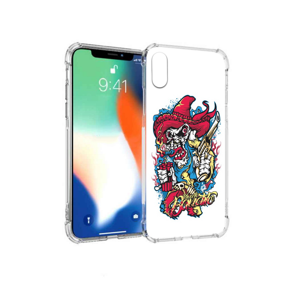 

Чехол MyPads Tocco для Apple iPhone X нарисованный скелет с писталетом (PT94261.606.513), Прозрачный, Tocco