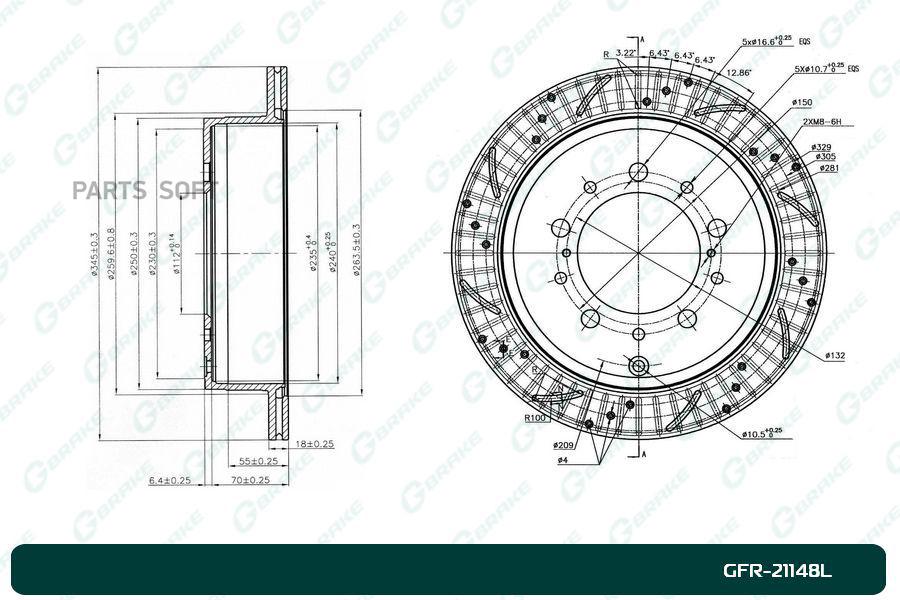 

Тормозной диск GBRAKE перфорированный вентилируемый левый GFR21148L