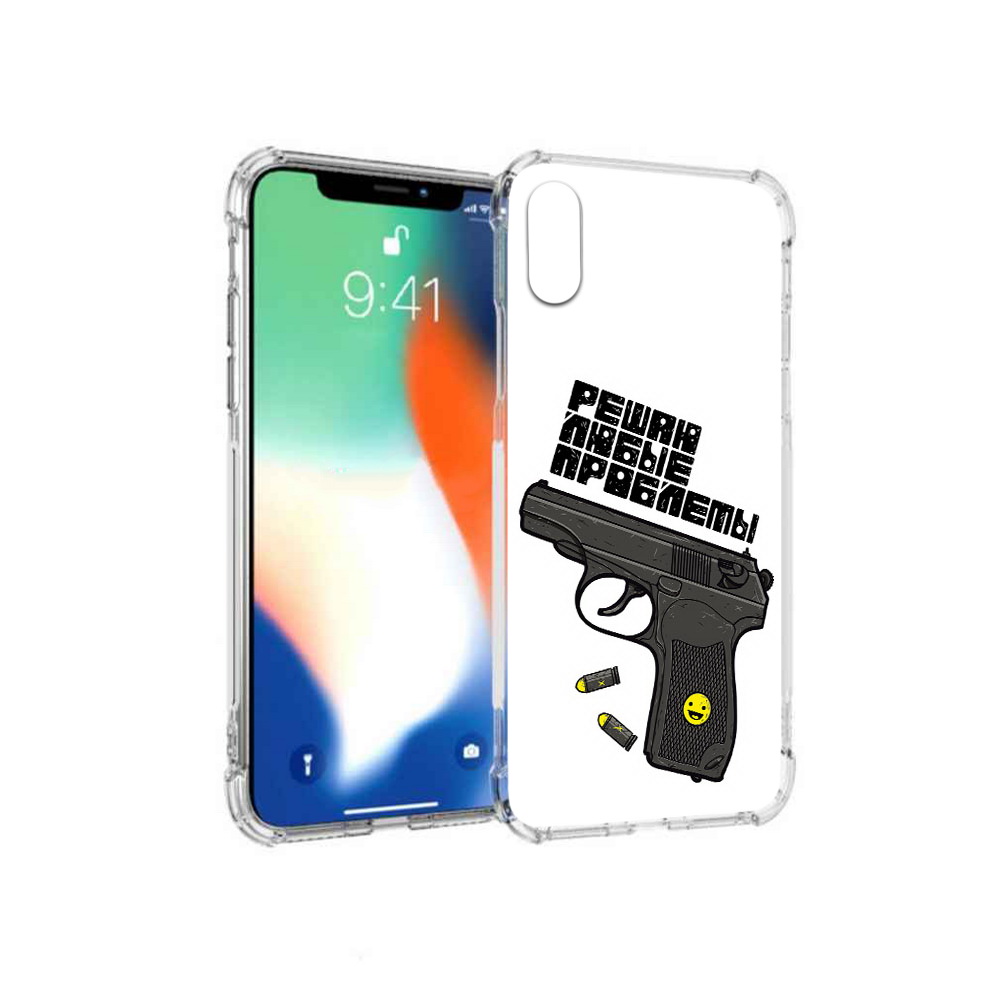 

Чехол MyPads Tocco для Apple iPhone X пистолет против проблем (PT94261.606.542), Прозрачный, Tocco
