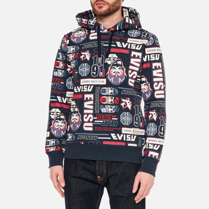 

Худи мужское Evisu 2EAHTM1SW307XXCT-AOPT синее S, 2EAHTM1SW307XXCT-AOPT