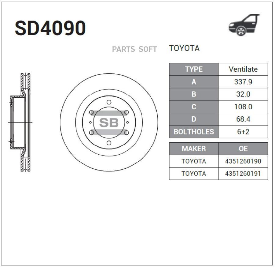 Тормозный колодки Sangsin brake передний для Toyota Land Cruiser 2003 SD4090