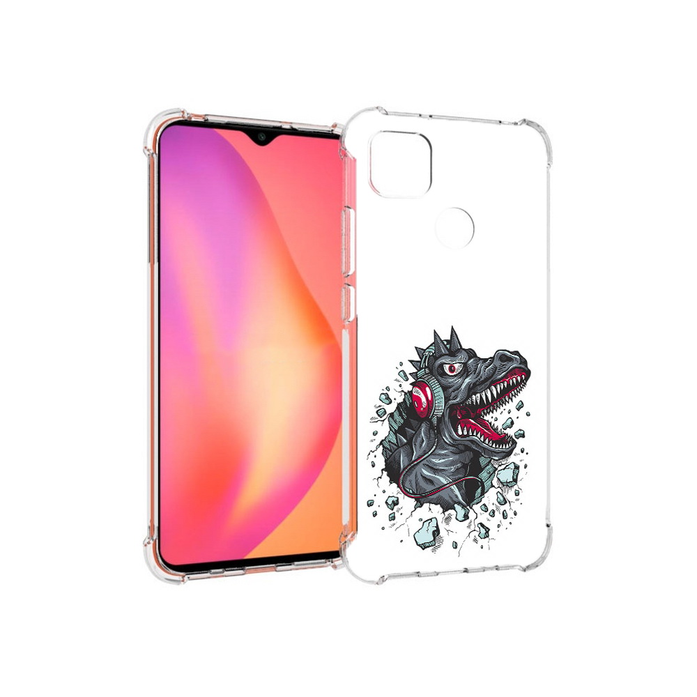 

Чехол MyPads Tocco для Xiaomi Redmi 9C Нарисованный динозавр в наушниках, Прозрачный, Tocco