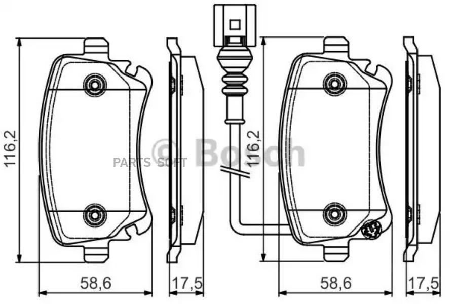 

Тормозные колодки Bosch задние с датчиком износа для Volkswagen T5, Multivan 986495094