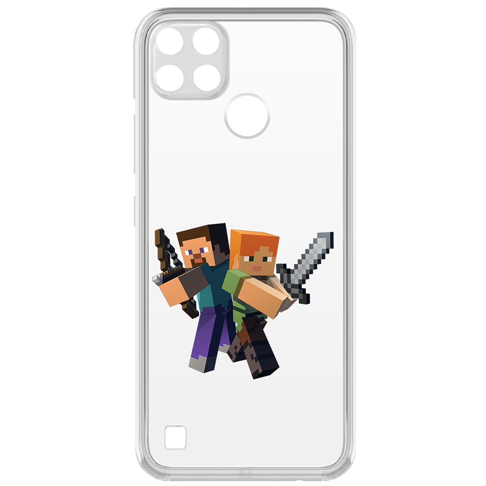 

Чехол-накладка Minecraft-Стив и Алекс для Realme C25Y, Прозрачный