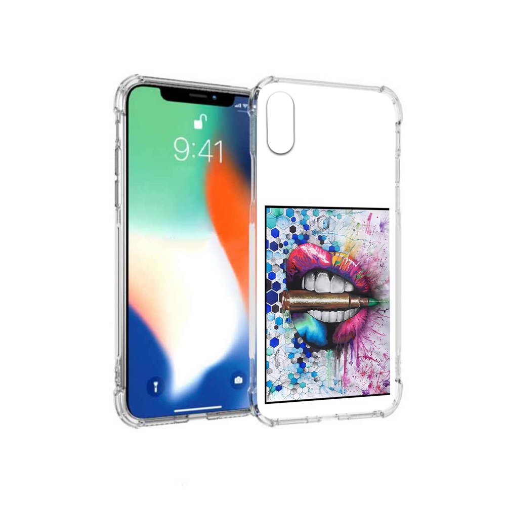 

Чехол MyPads Tocco для Apple iPhone X разноцветные губы с пулей (PT94261.606.571), Прозрачный, Tocco