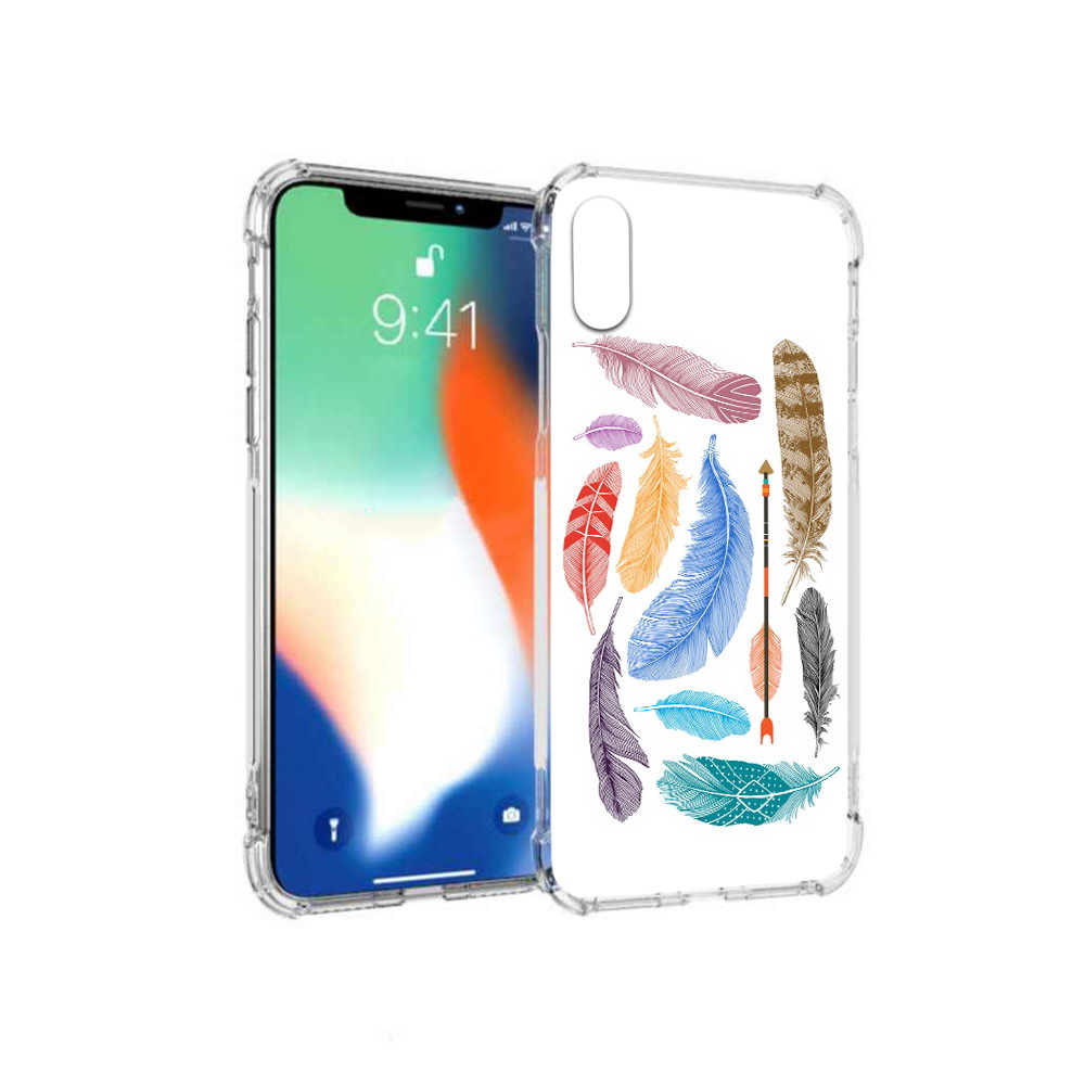 

Чехол MyPads Tocco для Apple iPhone X разноцветные перья (PT94261.606.572), Прозрачный, Tocco