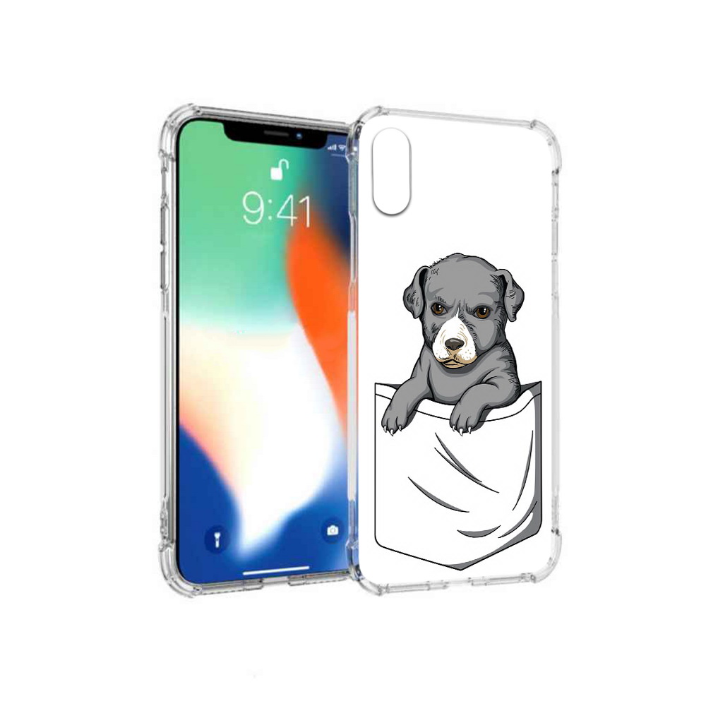 

Чехол MyPads Tocco для Apple iPhone X собачка в кармане (PT94261.606.611), Прозрачный, Tocco