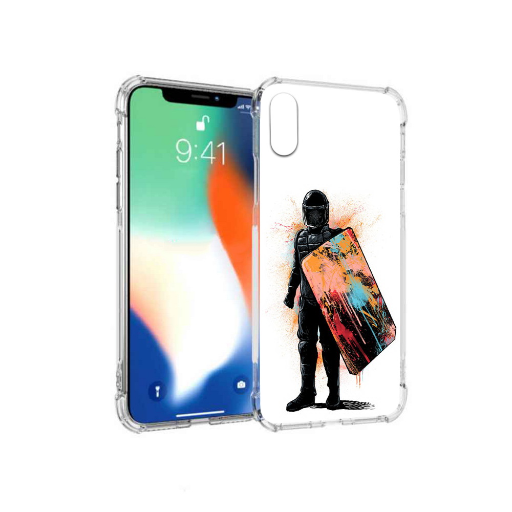 

Чехол MyPads Tocco для Apple iPhone X солдат с красочным щитом (PT94261.606.614), Прозрачный, Tocco