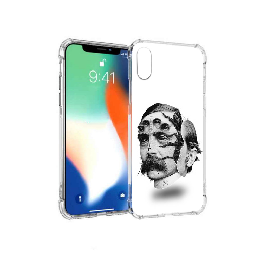 

Чехол MyPads Tocco для Apple iPhone X страшное лицо мужчины (PT94261.606.629), Прозрачный, Tocco