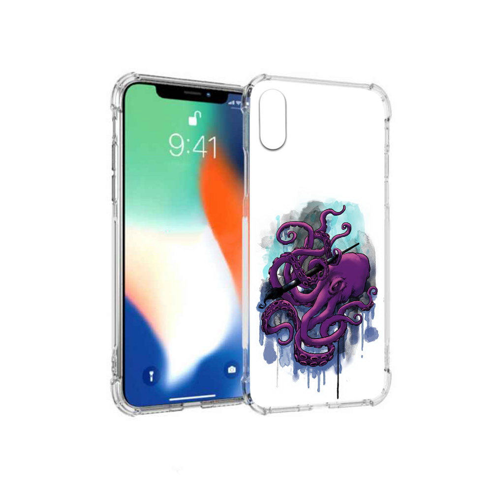 

Чехол MyPads Tocco для Apple iPhone X фиолетовый осьминог (PT94261.606.658), Прозрачный, Tocco