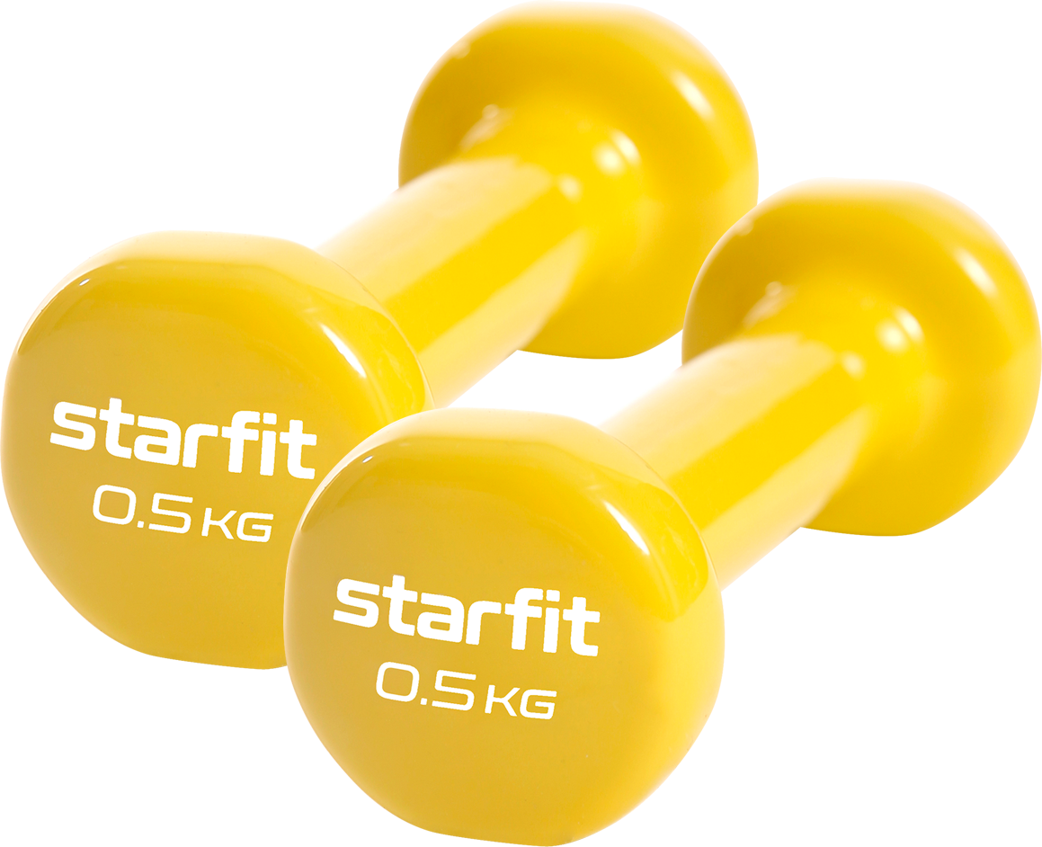 фото Гантель виниловая starfit core db-101 0,5 кг, желтый, 2 шт