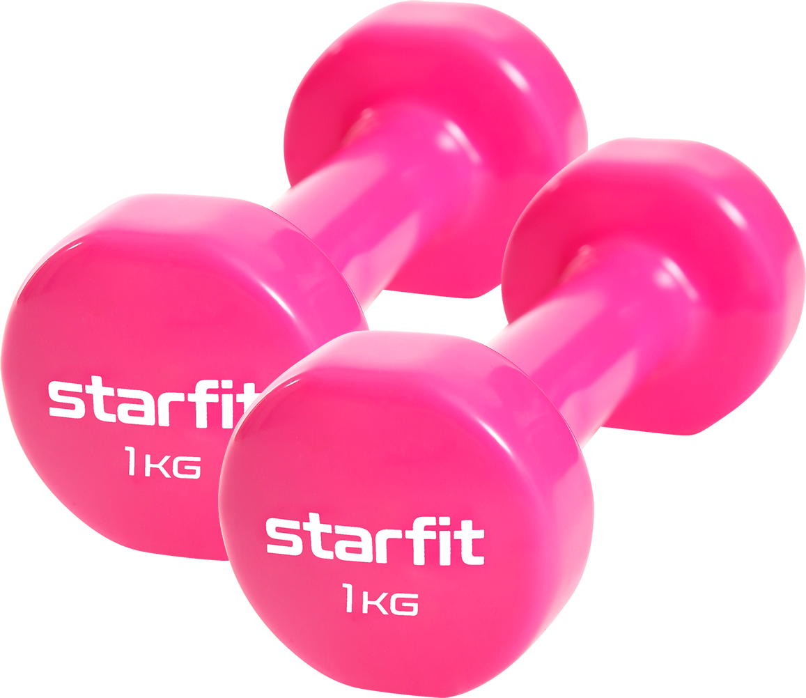 фото Гантель виниловая starfit core db-101 1 кг, розовый, 2 шт