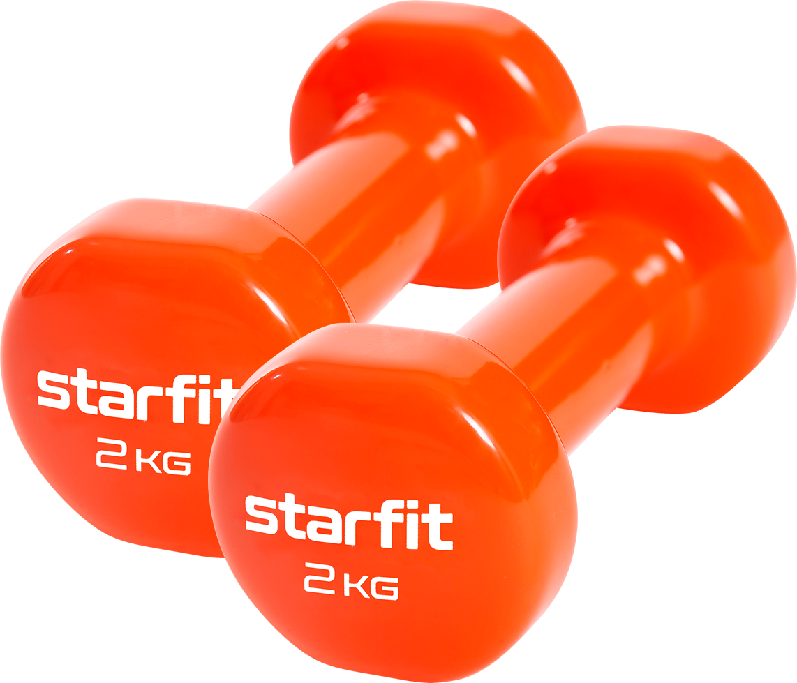 фото Гантель виниловая starfit core db-101 2 кг, оранжевый, 2 шт