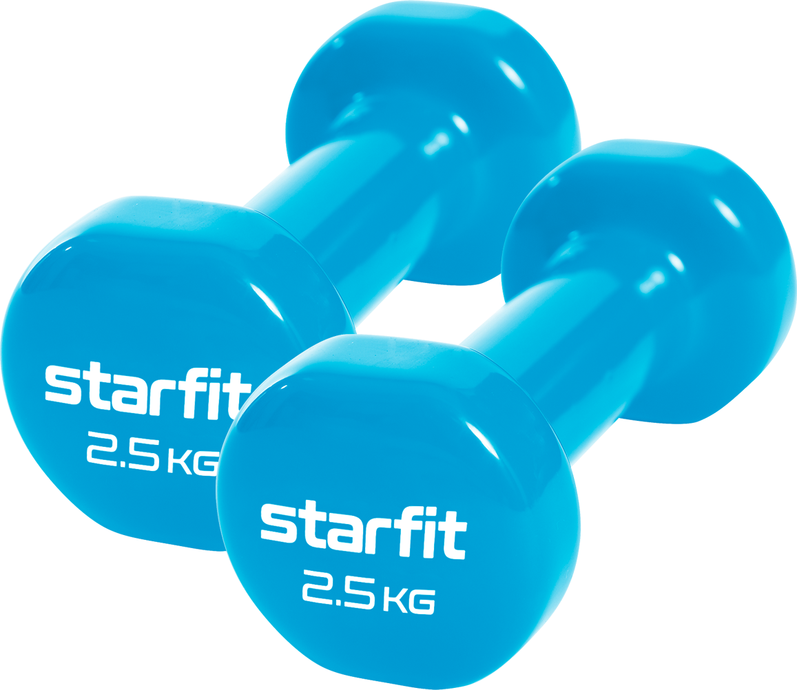 Неразборные гантели виниловые StarFit DB-101 2 x 2,5 кг, синий