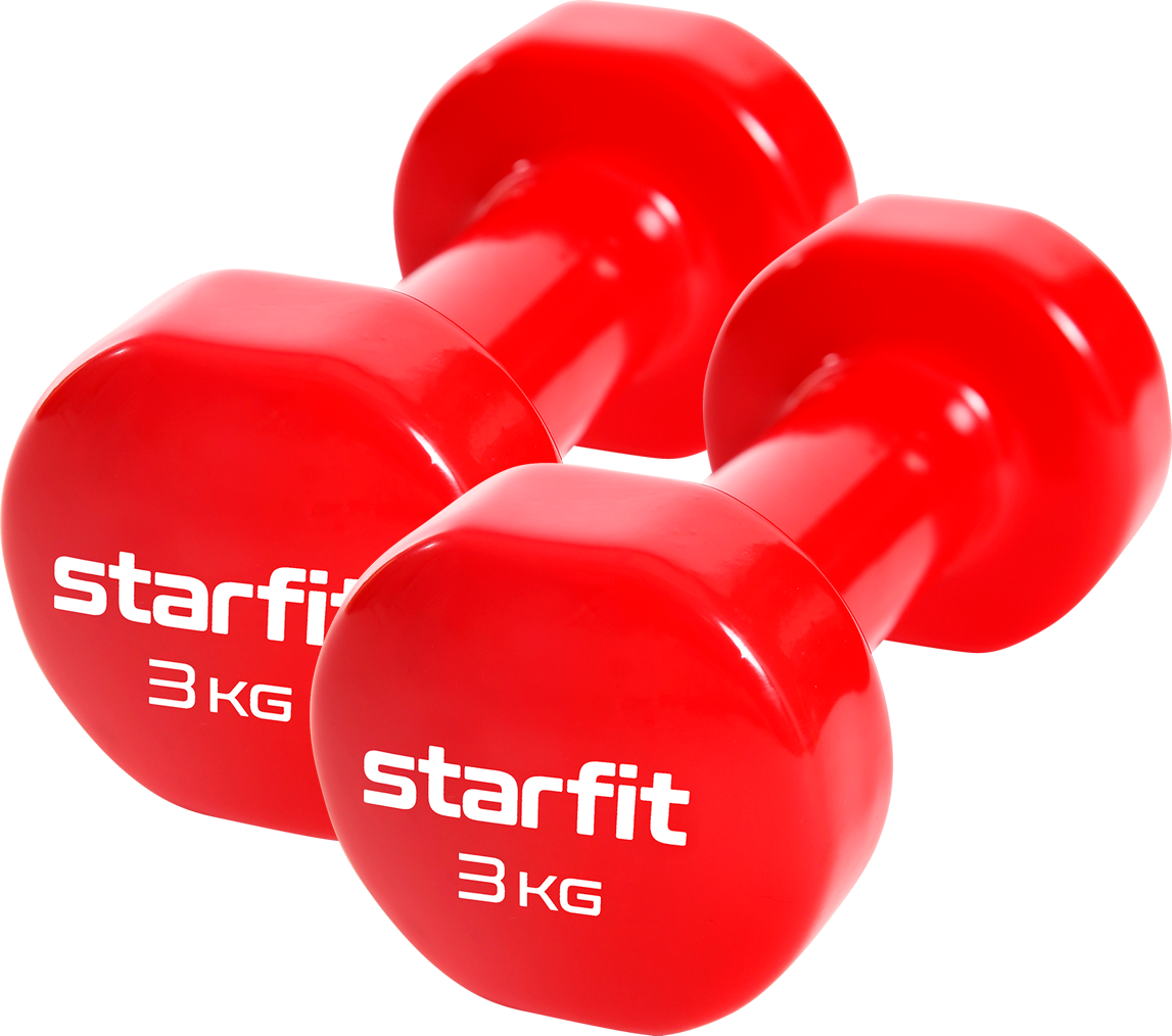 Неразборные гантели виниловые StarFit DB-101 2 x 3 кг, красный