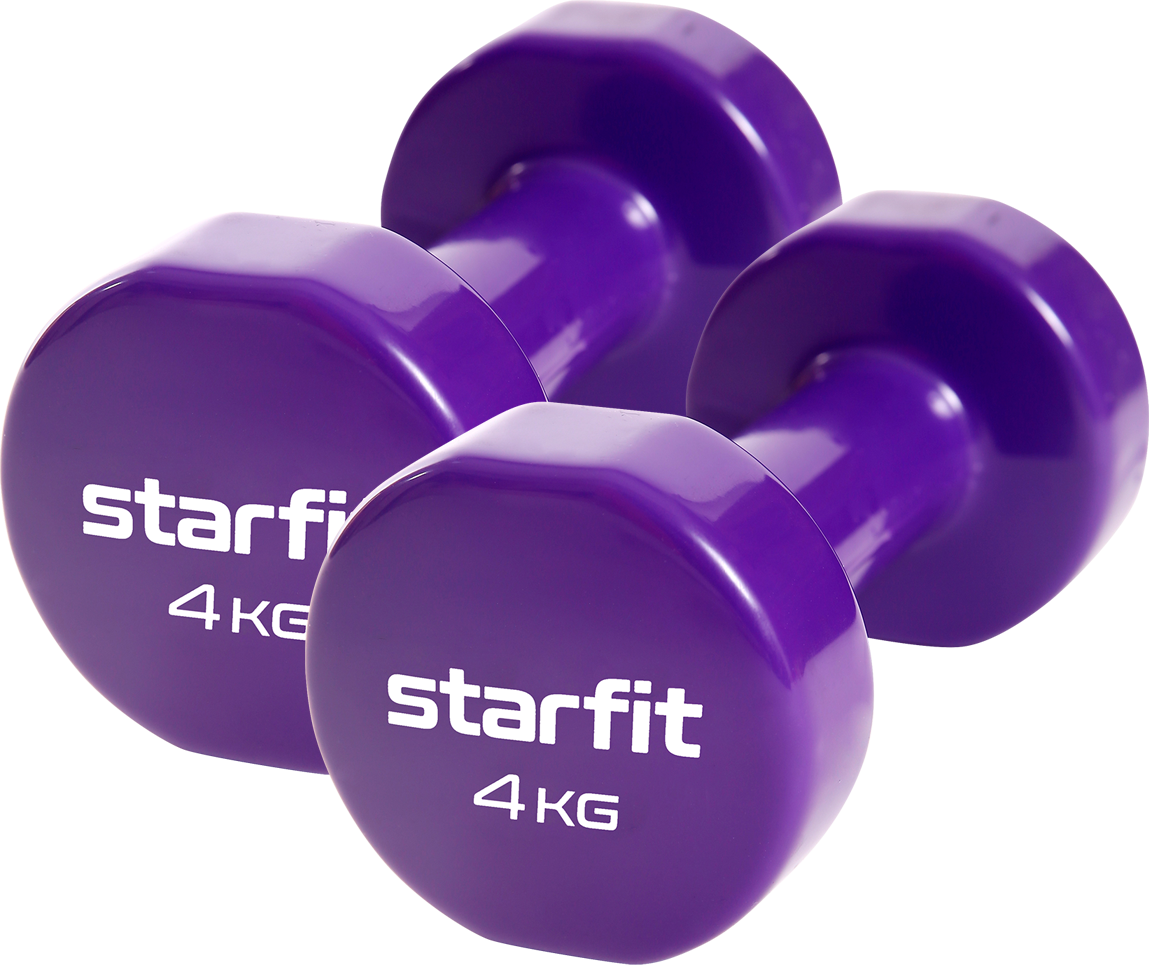 

Неразборные гантели виниловые StarFit DB-101 2 x 4 кг, фиолетовый, DB-101