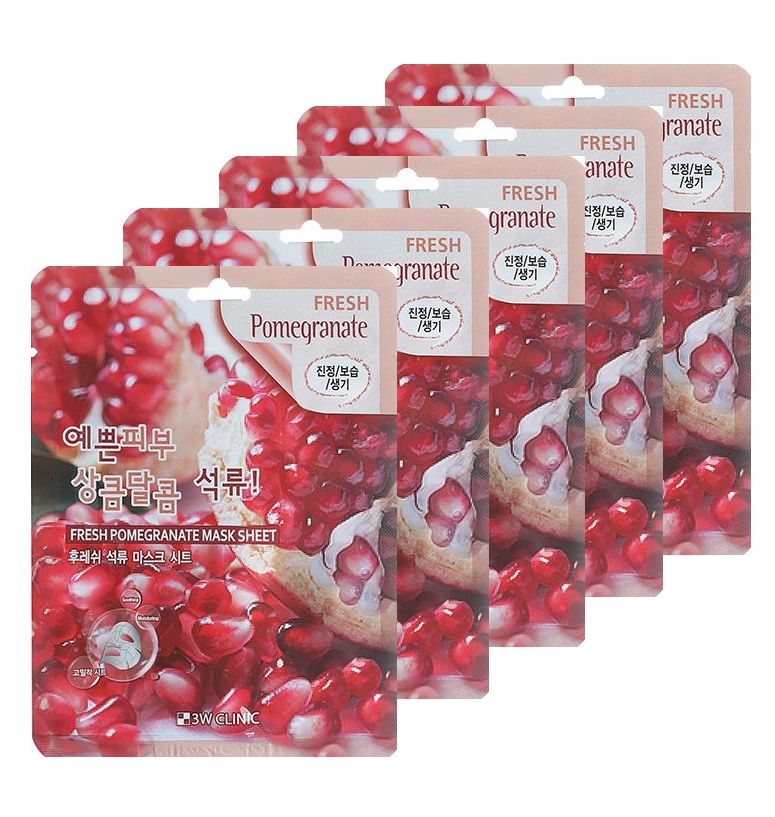 

3W Clinic Тканевая маска для лица с экстрактом граната Fresh Pomegranate Mask Sheet, 5 шт