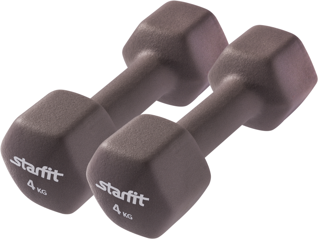 Неразборные гантели неопреновые StarFit DB-201 2 x 4 кг, серый