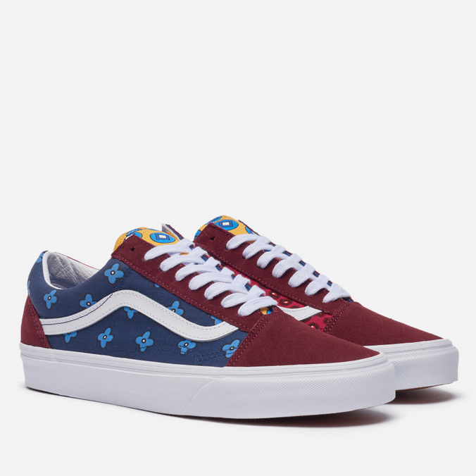 фото Кеды женские vans old skool tie print mix бордовые 44 eu