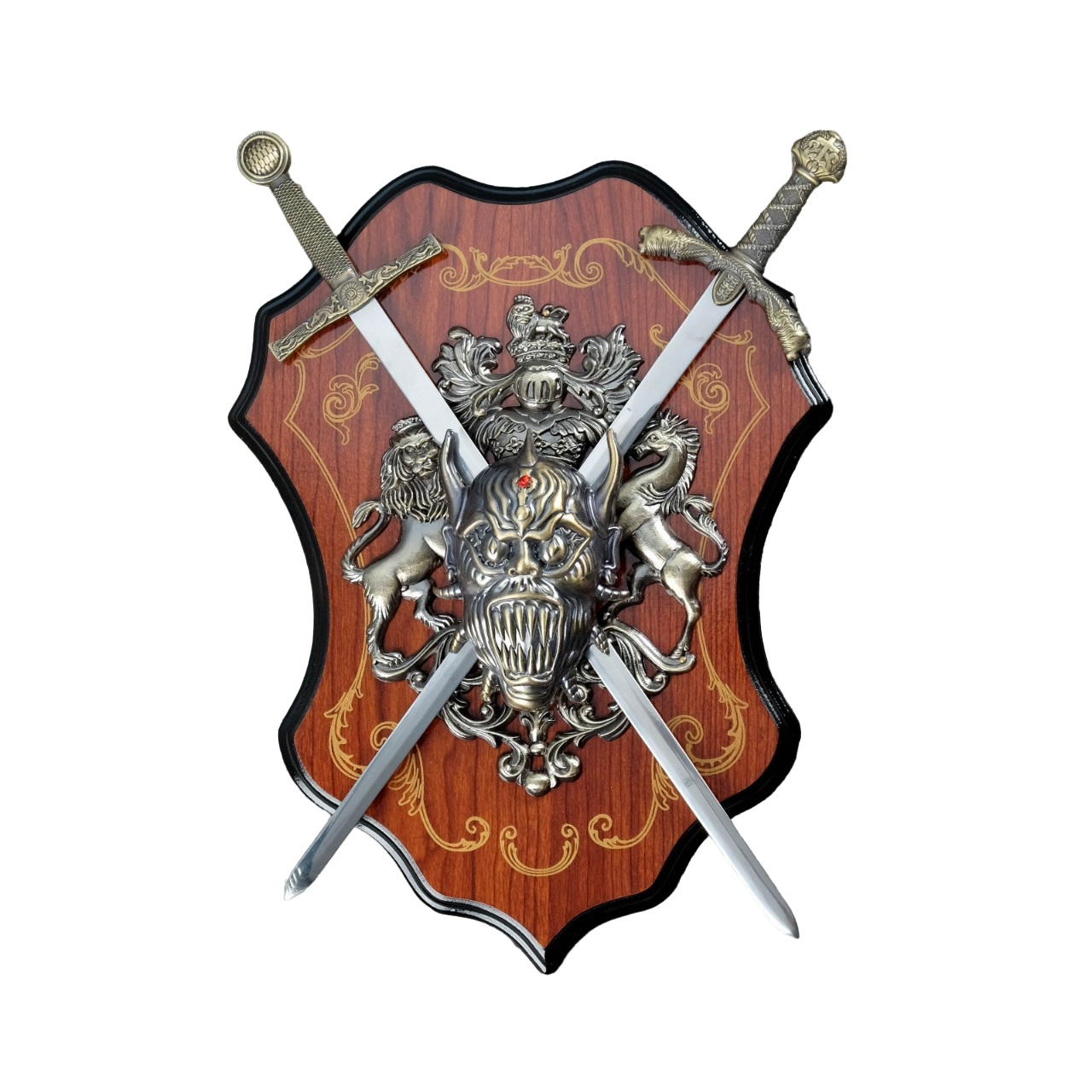

Геральдика Голова демона, лев и конь