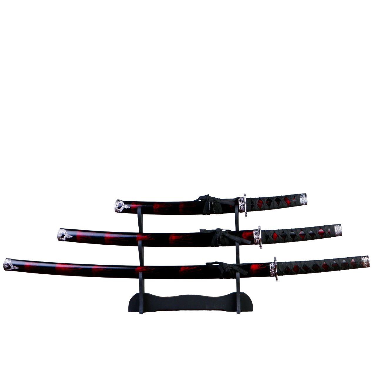 

Сув. изделие катаны 3в1 на подставке, ножны дерево, черные с дымкой глянец 54/81/100см