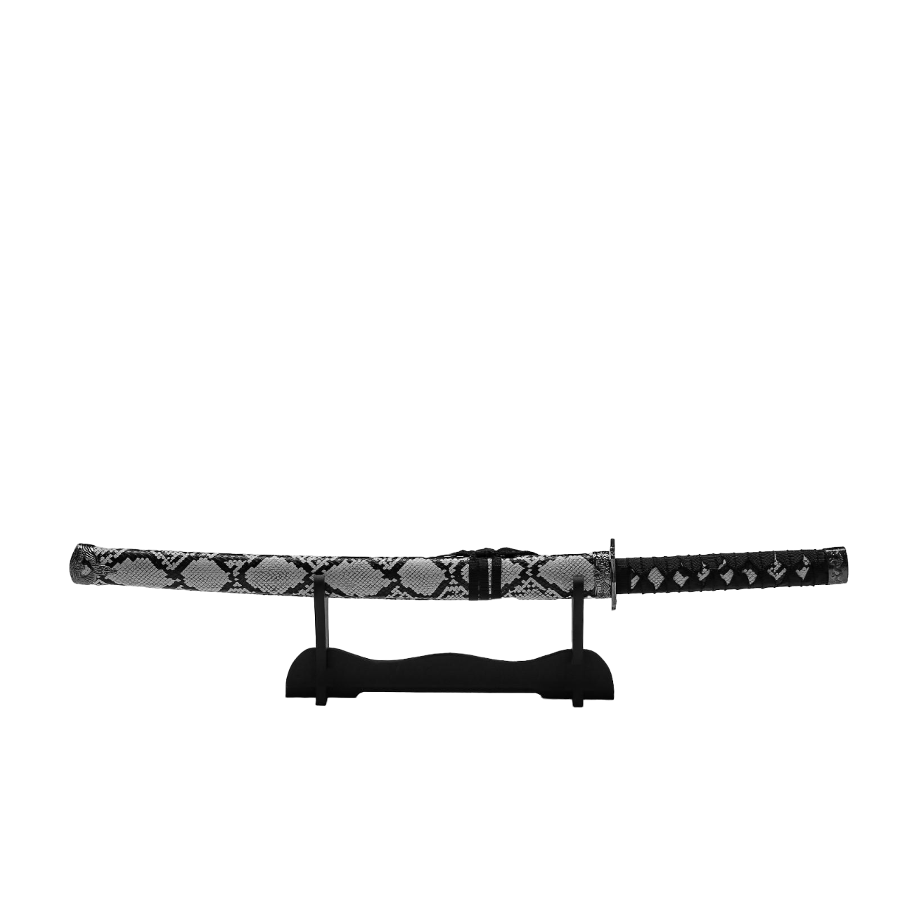 

Сувенирное оружие Катана на подставке, серые ножны под змеиную кожу, 70 см