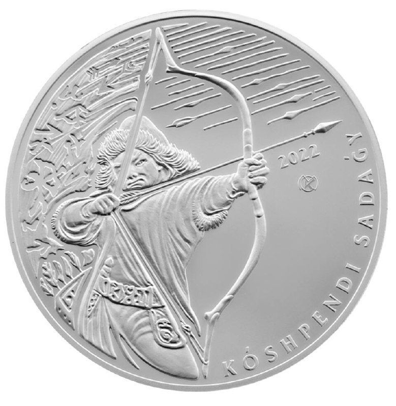 Серебряная монета 500 тенге Воин-кочевник с луком, Казахстан 2022 PF