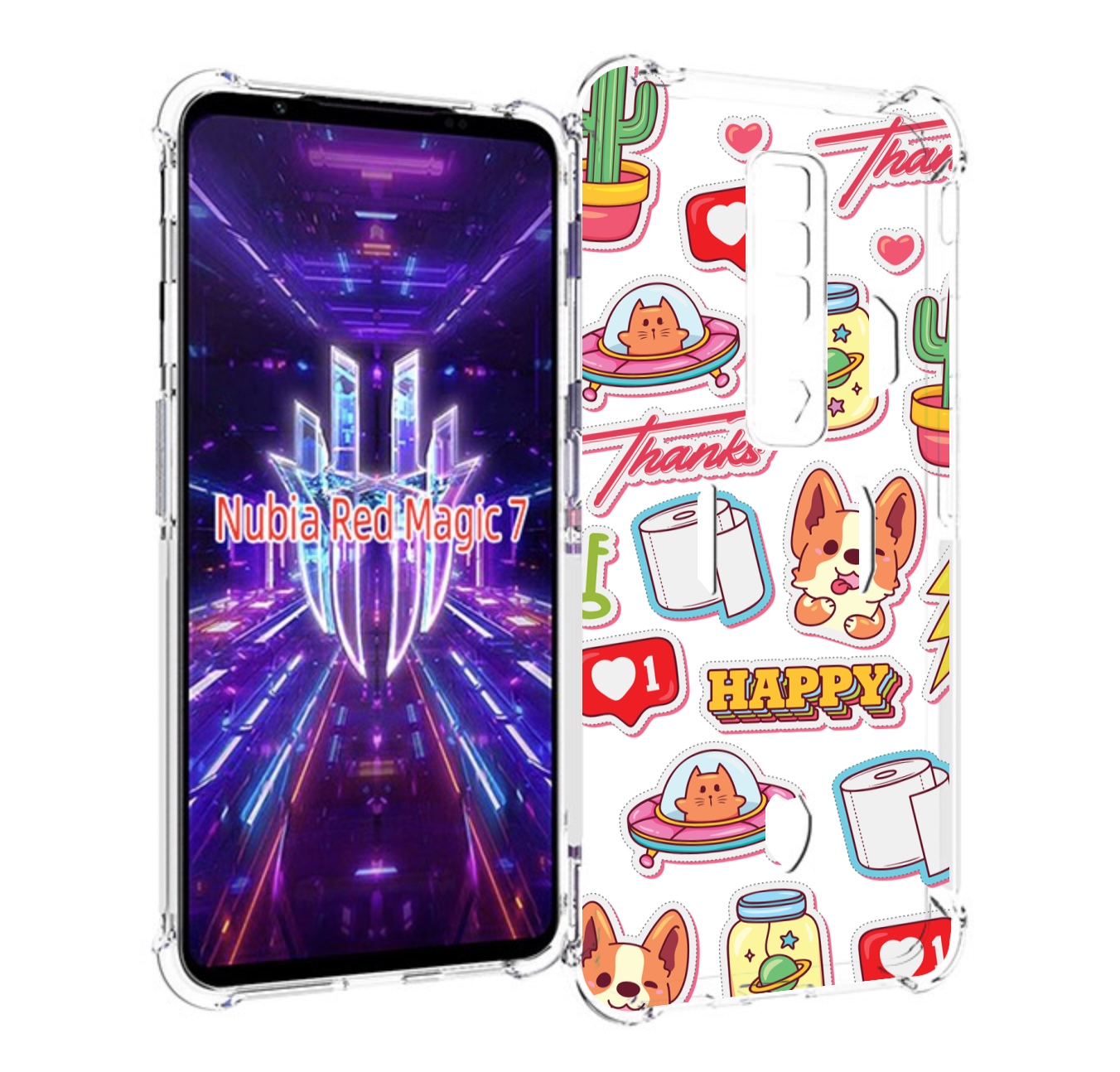 Чехол MyPads милые-стикеры-корги для ZTE Nubia Red Magic 7