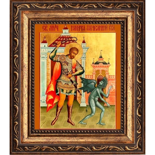 

Никита, побивающий беса. Икона на холсте.