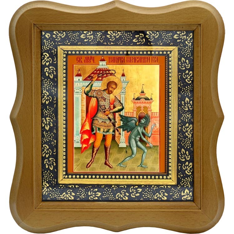 

Никита, побивающий беса. Икона на холсте.
