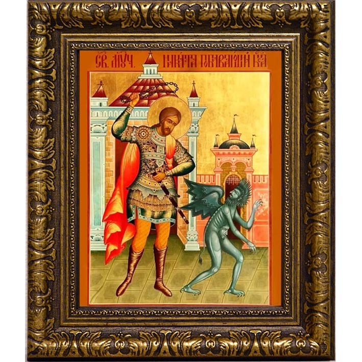 

Никита, побивающий беса. Икона на холсте.