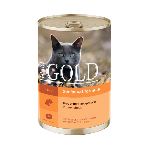 Консервы для кошек Nero Gold Senior Cat, индейка, 12шт по 415г