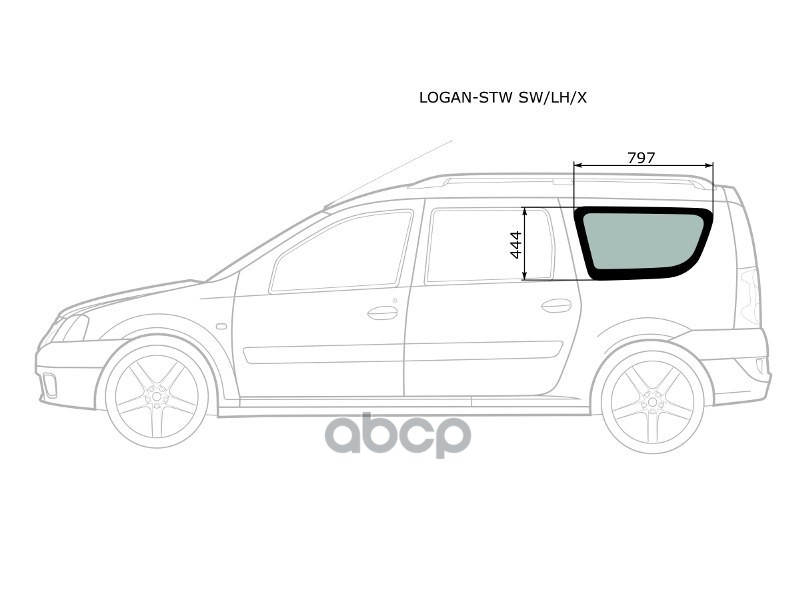 

Стекло Кузова Боковое (Не Опускное) (Слева/ Цвет Зеленый) Dacia Logan 04-08 / Logan Mcv 08