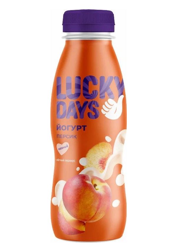Йогурт питьевой Lucky Days персик 1% 260 мл