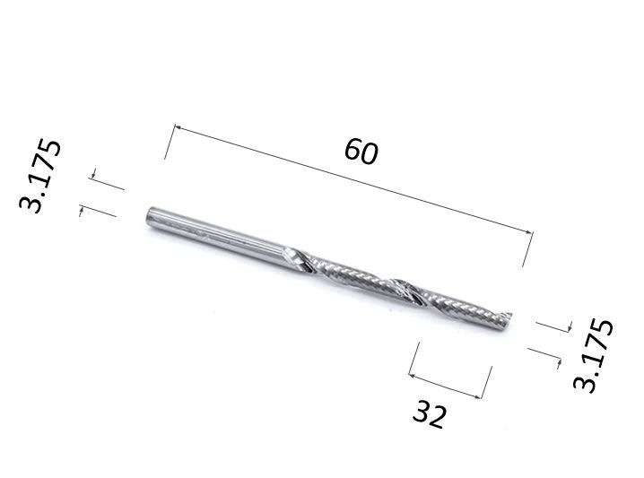 Фреза спиральная однозаходная стружка вверх DJTOL AY1LX3.32 для станка ЧПУ фреза для маникюра безопасная 4 грани 1 2 × 2 5 мм в пластиковом футляре