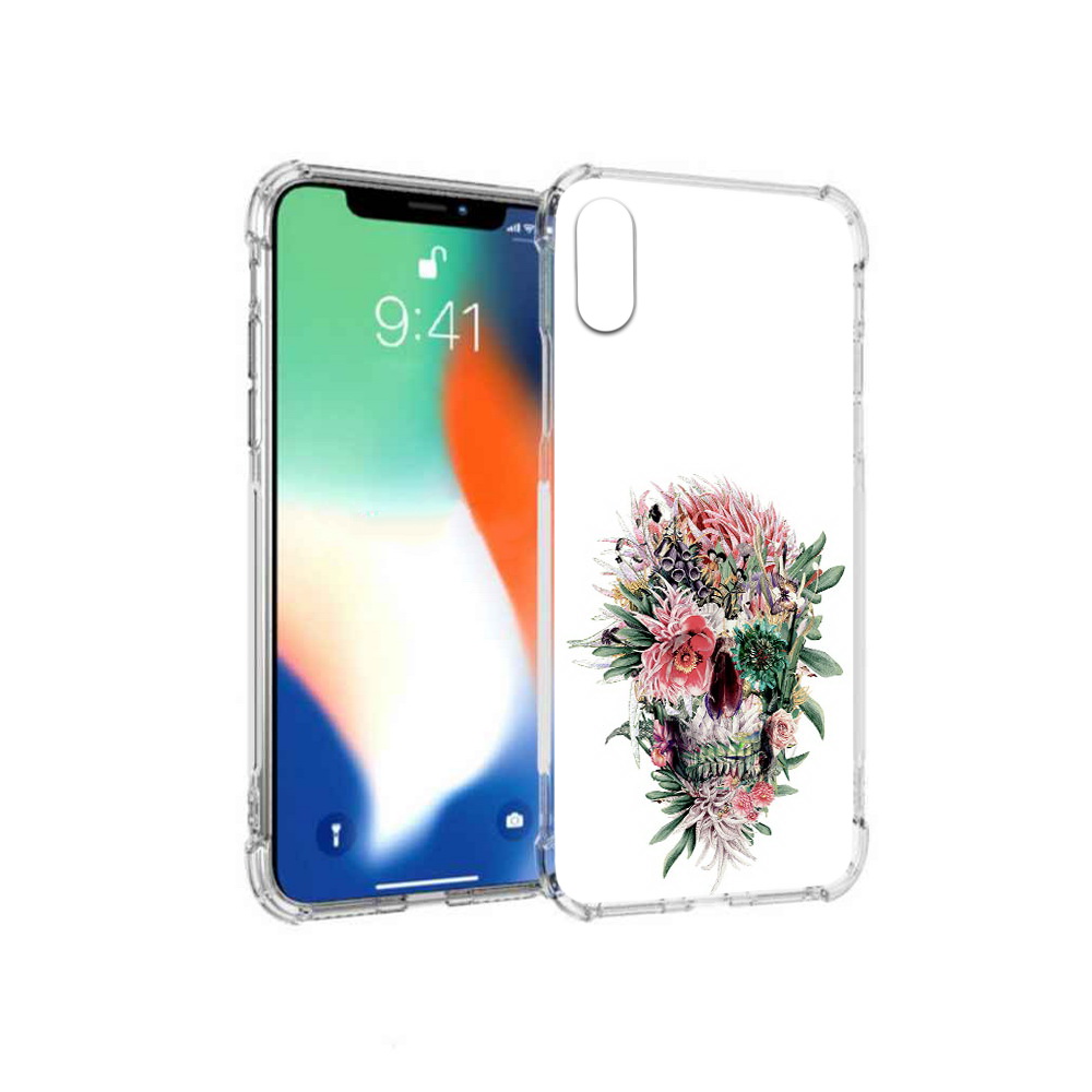 

Чехол MyPads Tocco для Apple iPhone X череп из цветов (PT94261.606.677), Прозрачный, Tocco