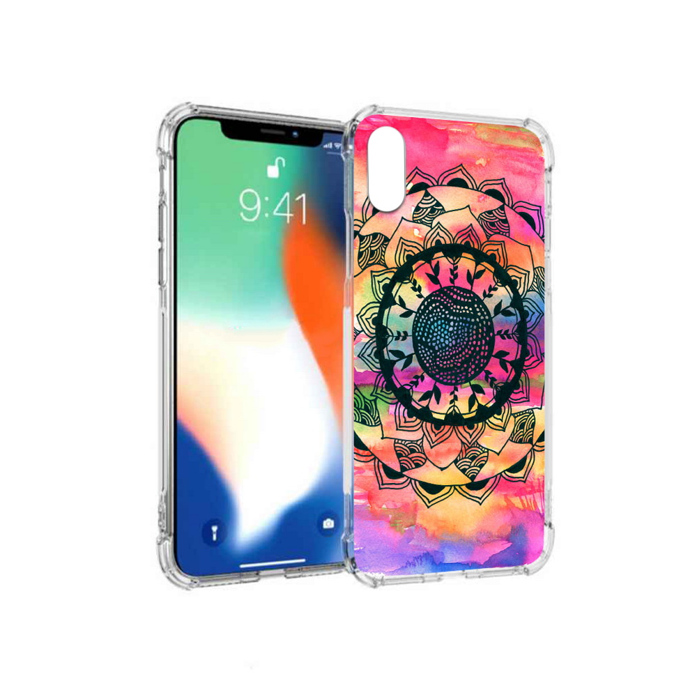 

Чехол MyPads Tocco для Apple iPhone X яркая абстракция круглый цветок (PT94261.606.704), Прозрачный, Tocco