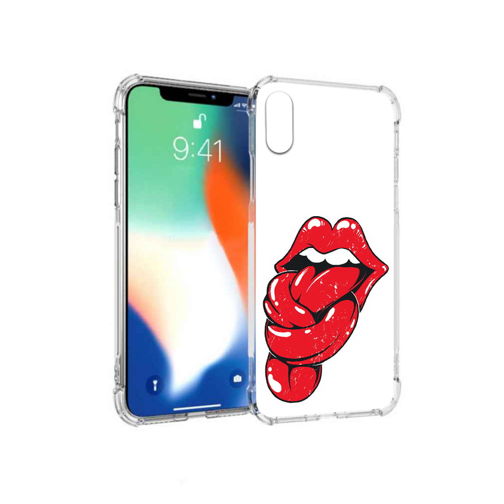 

Чехол MyPads Tocco для Apple iPhone X яркие губы с языком (PT94261.606.705), Прозрачный, Tocco
