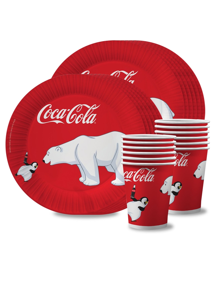 

Набор одноразовой посуды ND Play "Coca-Cola" (тарелки, стаканы - по 12 шт.), Разноцветный