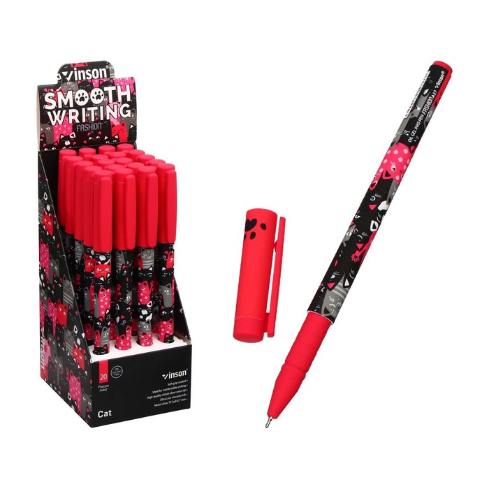 

Ручка шариковая синяя 0,7мм, корпус Софтач Soft touch, Кошки (штрихкод на штуке) (20 шт)