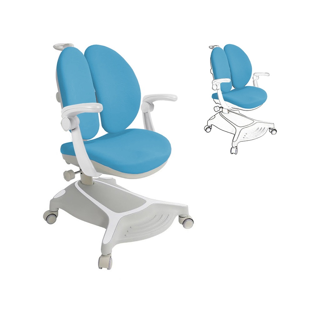 

Растущее детское кресло с подлокотниками Cubby Bunias Grey с голубым чехлом