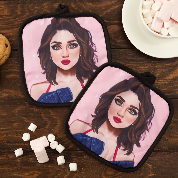 

Кухонный набор (2 предмета) Этель LoveLife «Милашка», прихватка 17х17 см - 2 шт, 100% п/э, Love Life